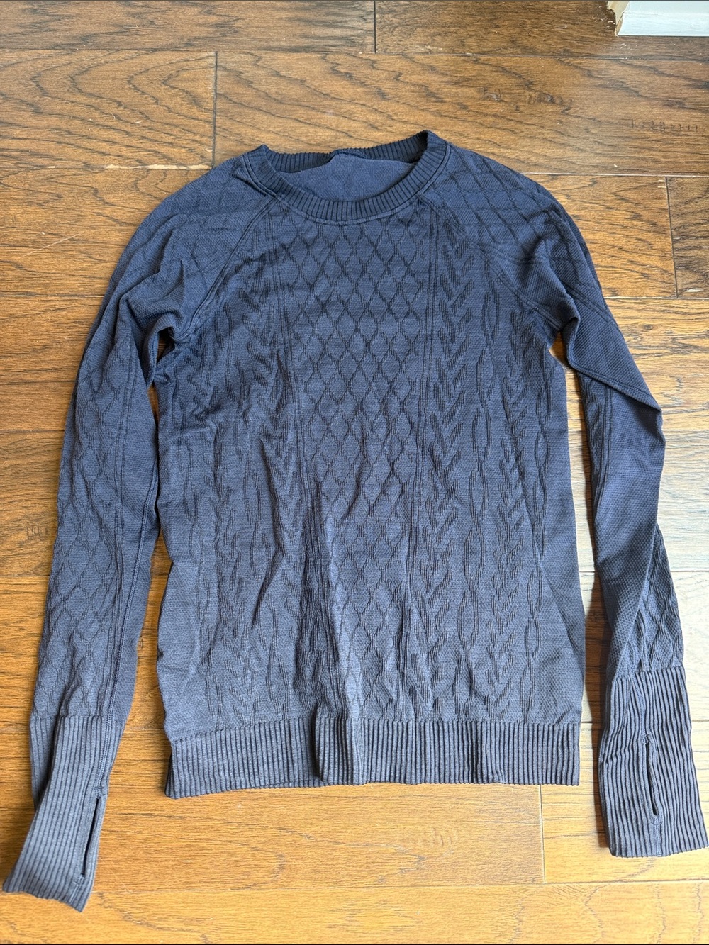 lululemon athletica Women's Long Sleeve Cable-Knit Tee - Dark Navy